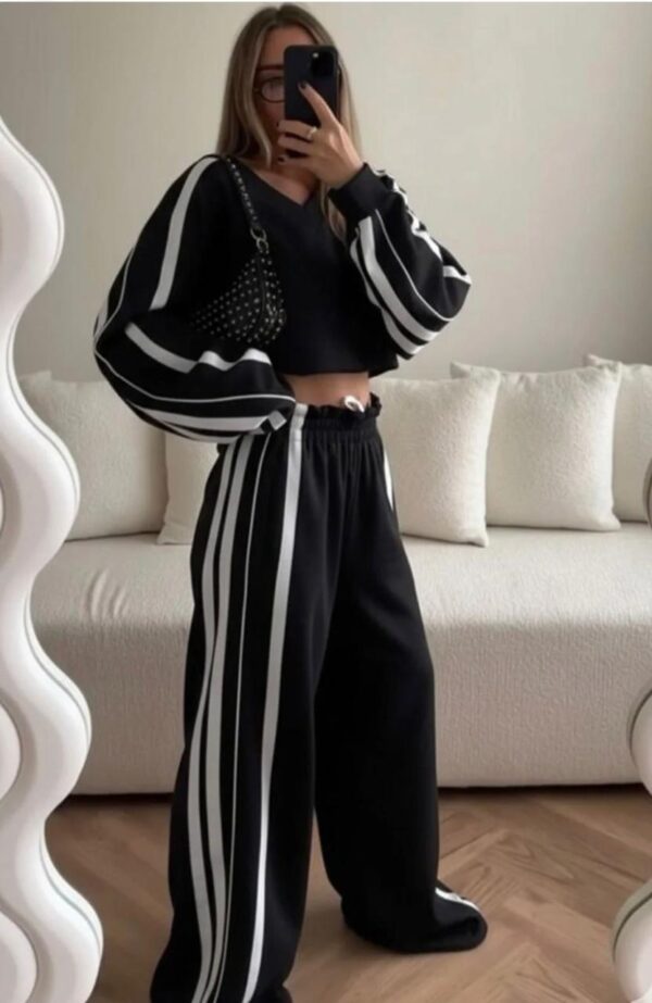 Women 3 colour trousers black pink red