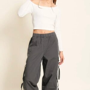 Women Parachute Fit High-Rise Cargos