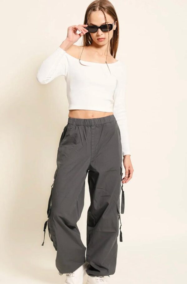 Women Parachute Fit High-Rise Cargos